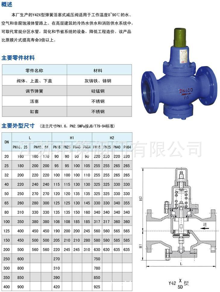 y42x-25c铸钢空气减压阀 y42f/x/w-25p不锈钢液体空气减压阀