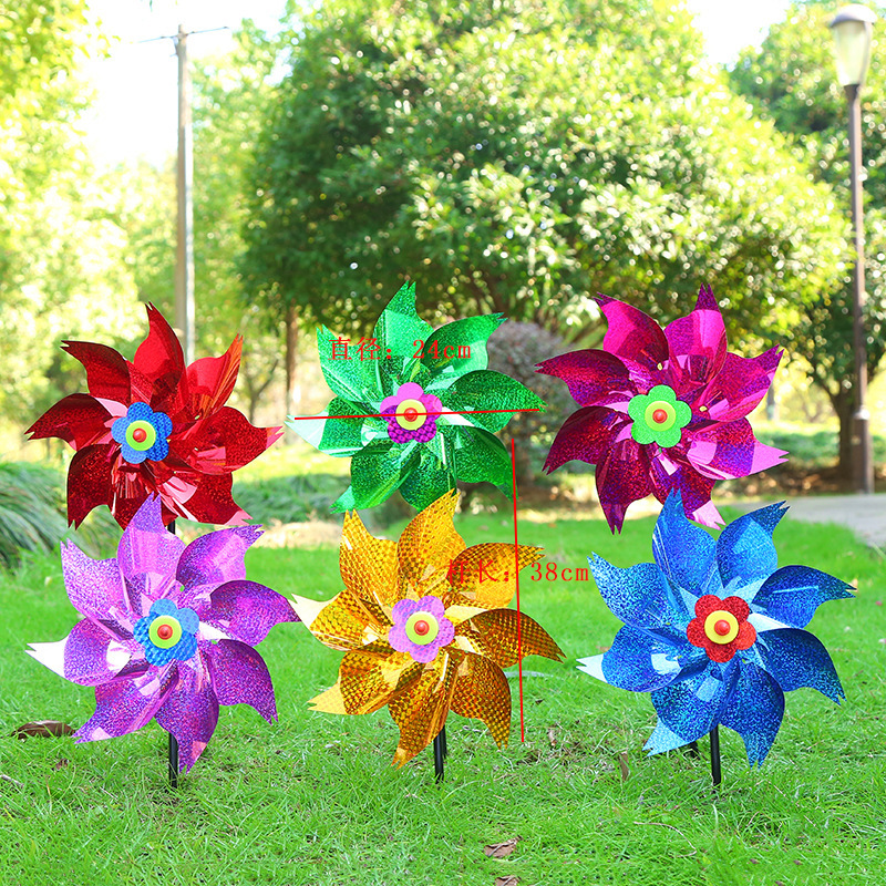 新款热卖儿童玩具大八角塑料风车园林户外活动装饰八角风车批发