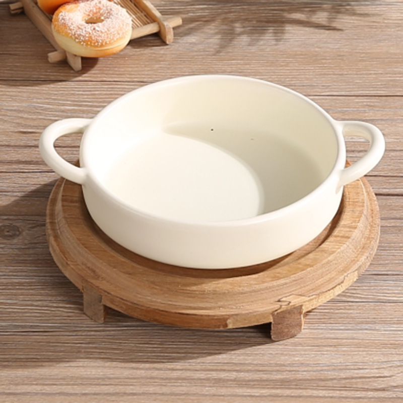 2l明火耐高温陶瓷砂锅酒店家用浅砂锅白色双耳小煎锅