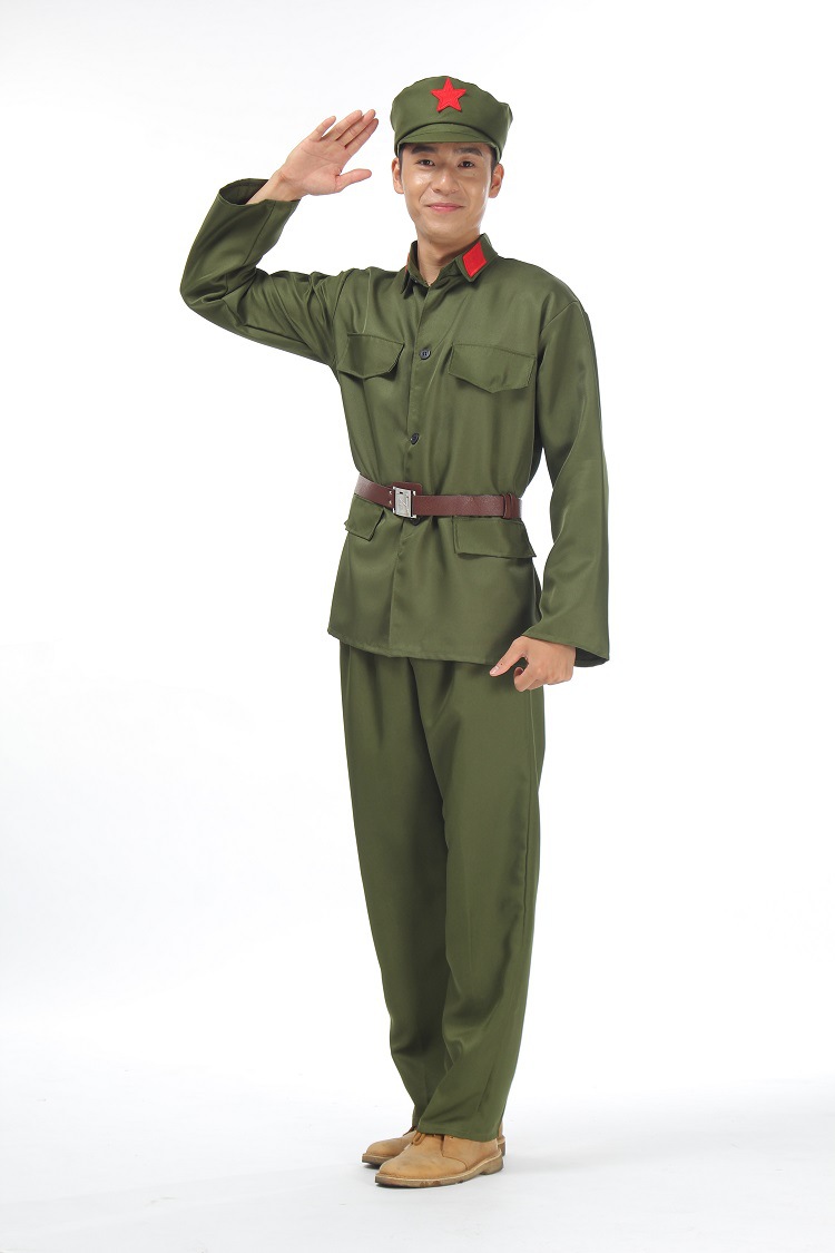 军装儿童小红军演出服儿童合唱表演服红卫兵成人八路军服送腰带