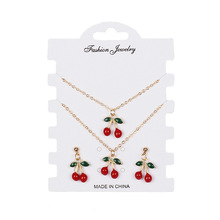欧美外贸饰品 手链耳环项链套装 创意款红色樱桃项链组合套装