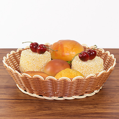 实心仿藤编织果篮 水果篮藤编 藤编果篮批发 可定制藤编收纳篮