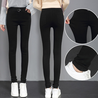2017秋季新款高腰黑色打底裤女修身显瘦弹力大码学生少女铅笔长裤