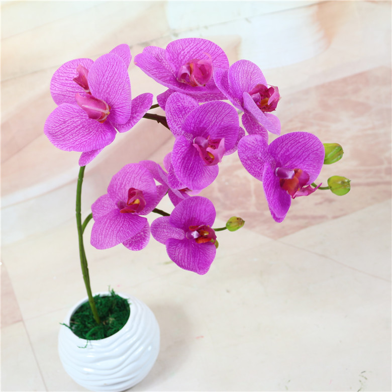 仿真花厂家 家居装饰 摆放绢布兰花手感花 仿真花小2叉兰蝴蝶兰花