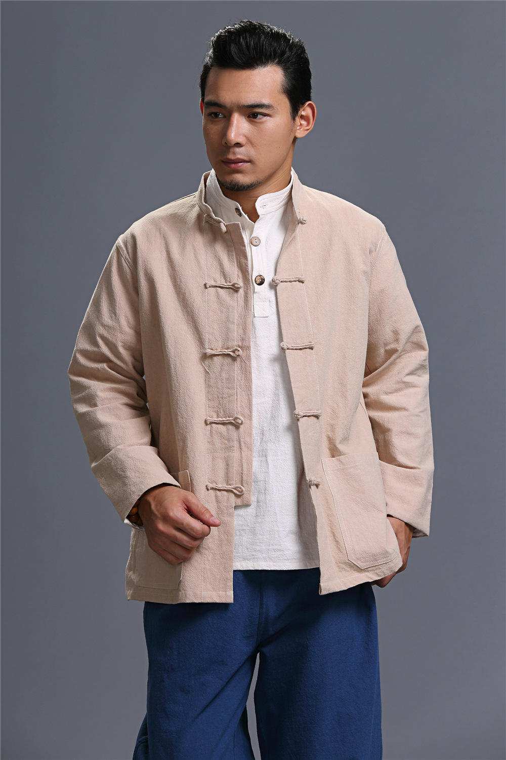 麻凡布衣中山装民族服装男装立领长袖麻棉盘扣衬衫民族风唐装