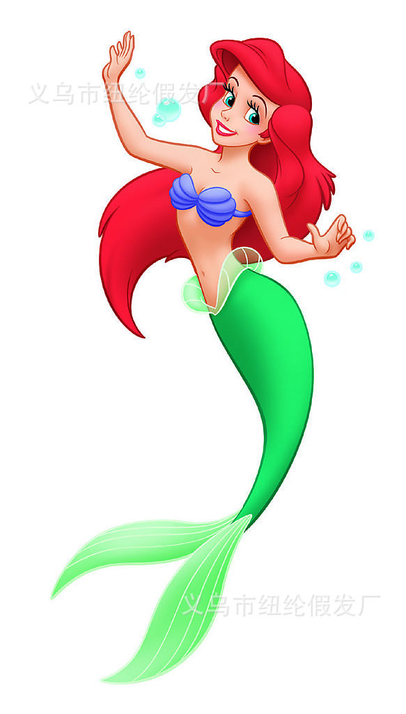 美人鱼假发 cosplay假发小美人鱼 艾莉儿红色长卷假发现货批发