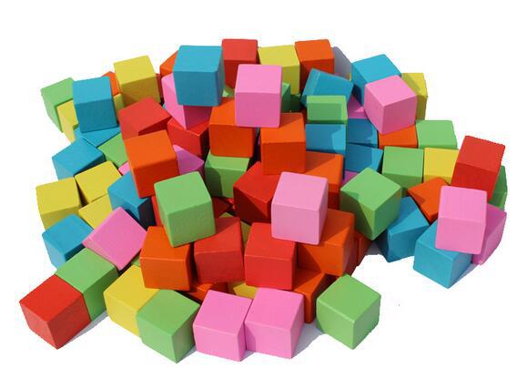 100粒积木立正方体木块教具木色彩色木方块木块