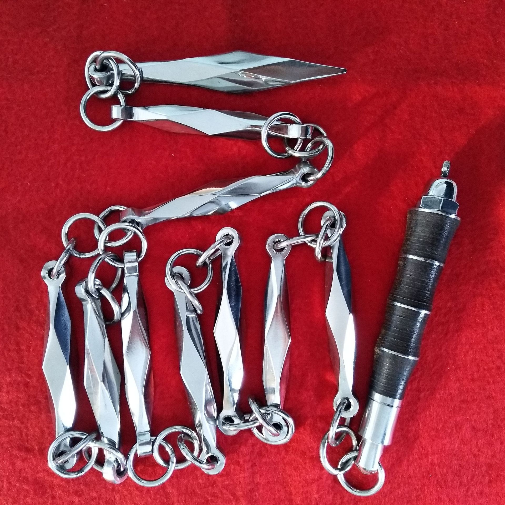 牛皮把不锈钢八棱鞭九节鞭练功304不锈钢铸造厂家批发