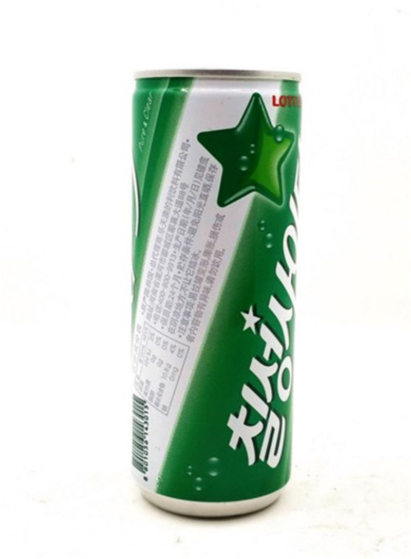 韩国乐天牛奶苏打汽水2%水蜜桃七星雪碧碳酸果汁饮料250ml*30瓶装