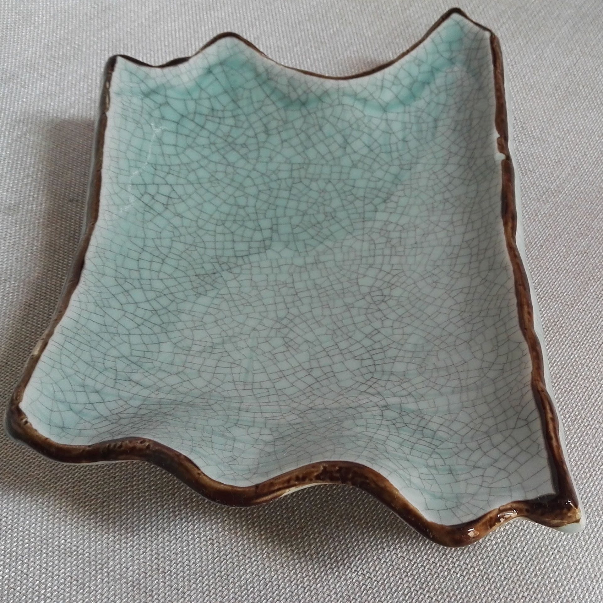 11"四脚川形垂钓盘 陶瓷哥窑开片冰裂 点心沙拉面包蛋糕干果盘