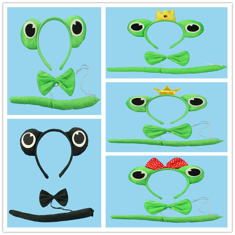 亚马逊货源圣诞头箍万圣节头箍cosplay小青蛙王子三件套头箍定制
