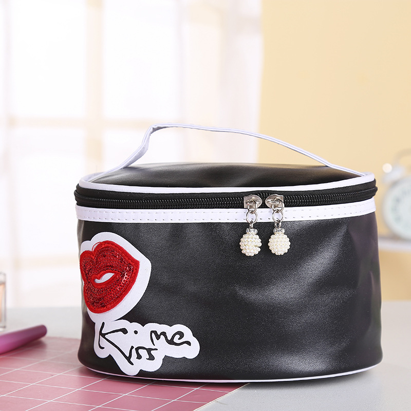 European and American Style New Cosmetic Bag Sequined Pu Sheepskin Pattern Travel Portable Storage Bag Large Capacity Portable Toiletry Bag