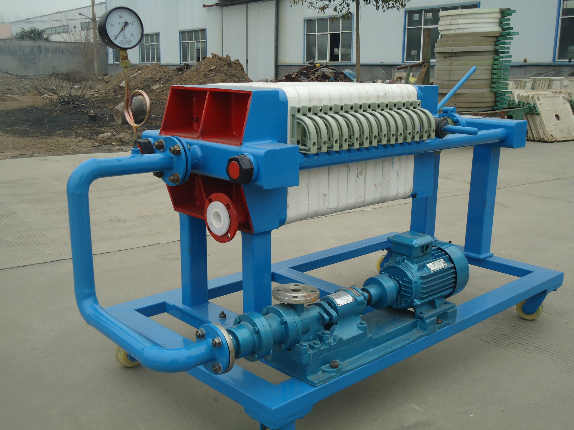 明华牌320型固液分离方便移动型厢式压滤机小型千斤顶压滤机