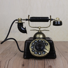 老式仿古电话机模型做旧摆件 复古铁艺店面酒吧橱窗装饰道具