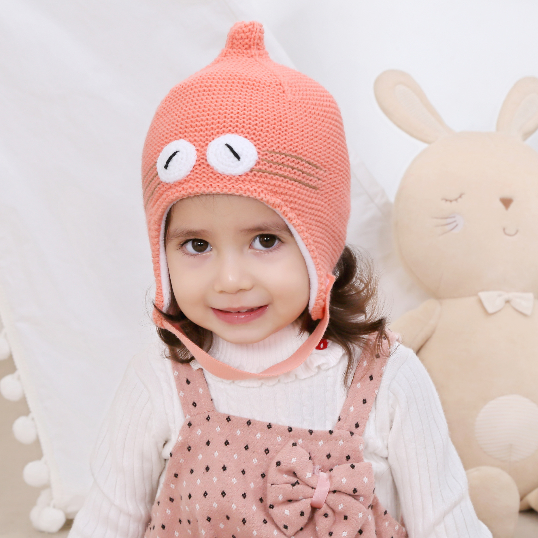 童帽新款男女童秋冬帽子宝宝针织帽婴儿保暖护耳帽儿童小孩套头帽