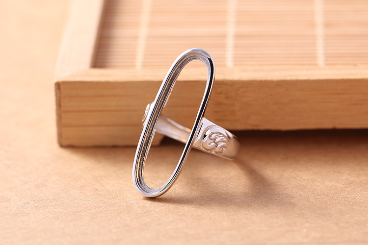 批发定制银戒托925银戒指空托简约女士活口戒指空托diy蜜蜡托