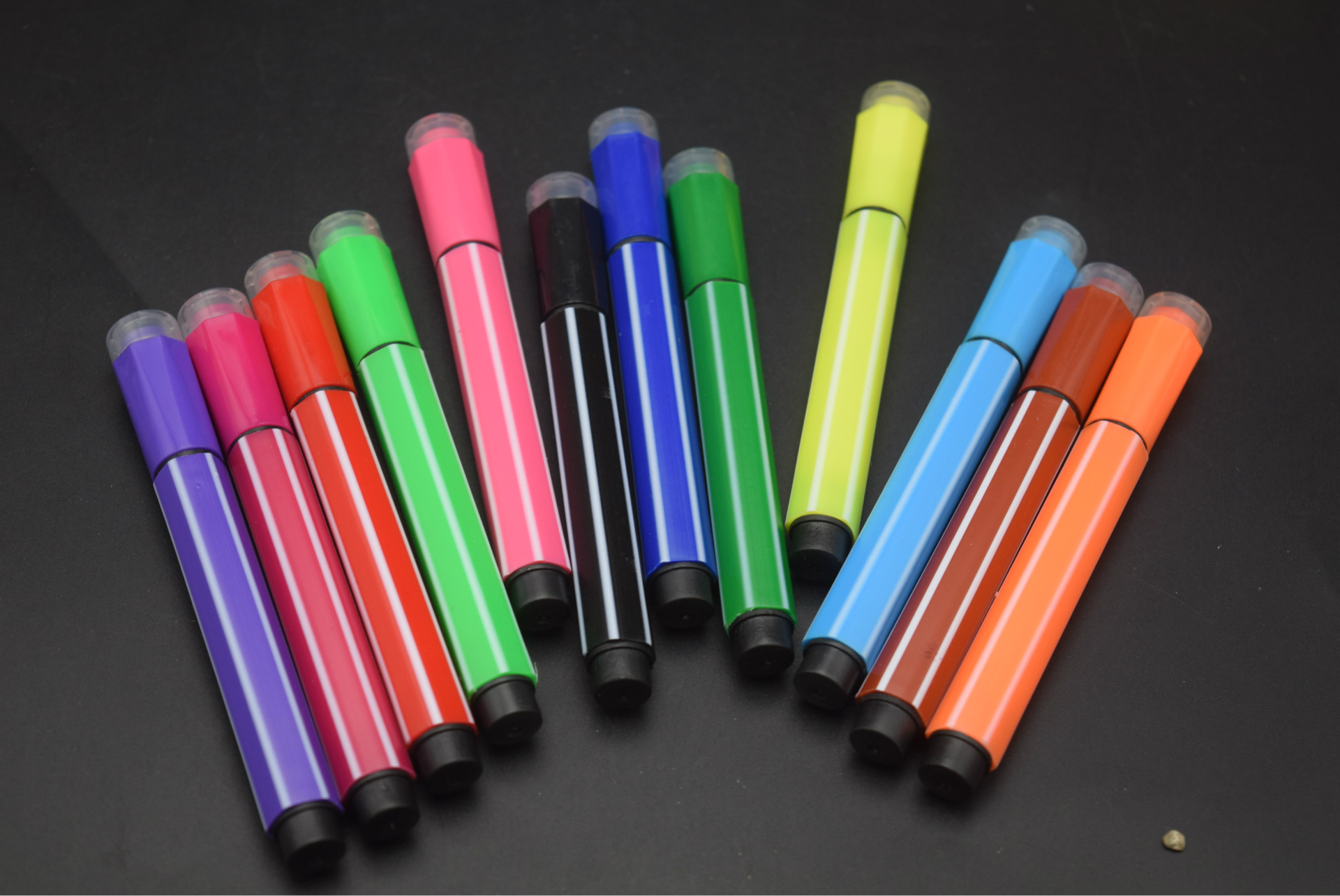 批发12色带印章可洗环水彩笔儿童学生美术绘画用笔文具用品