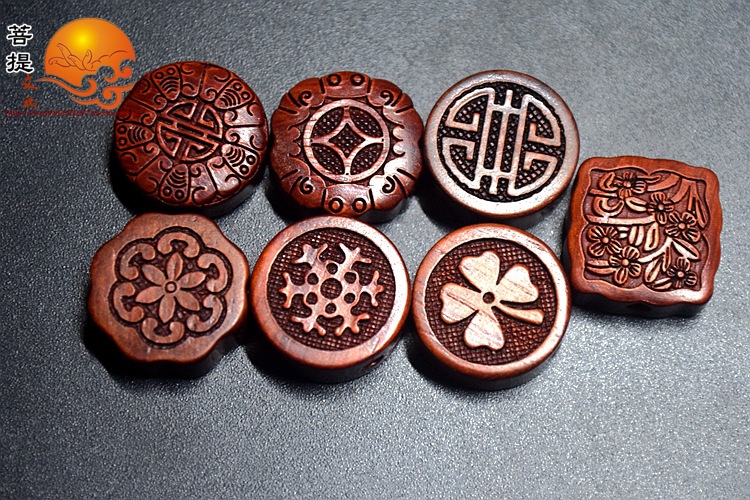 独家定制小叶紫檀雕刻复古背云 平安扣 坠饰 diy佛珠手链菩提配饰