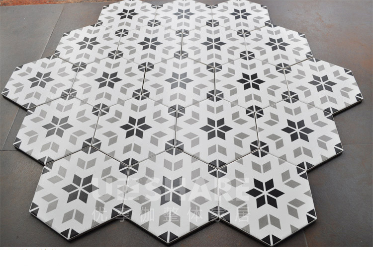 简约六角砖花砖厨卫北欧爵士白六边形瓷砖阳台厨房墙砖卫生间地砖