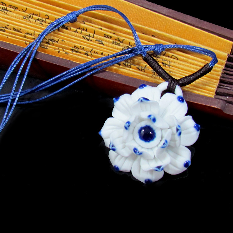 sn026饰品批发 中国民族风首饰手捏花陶瓷 义乌夜市厂家供货