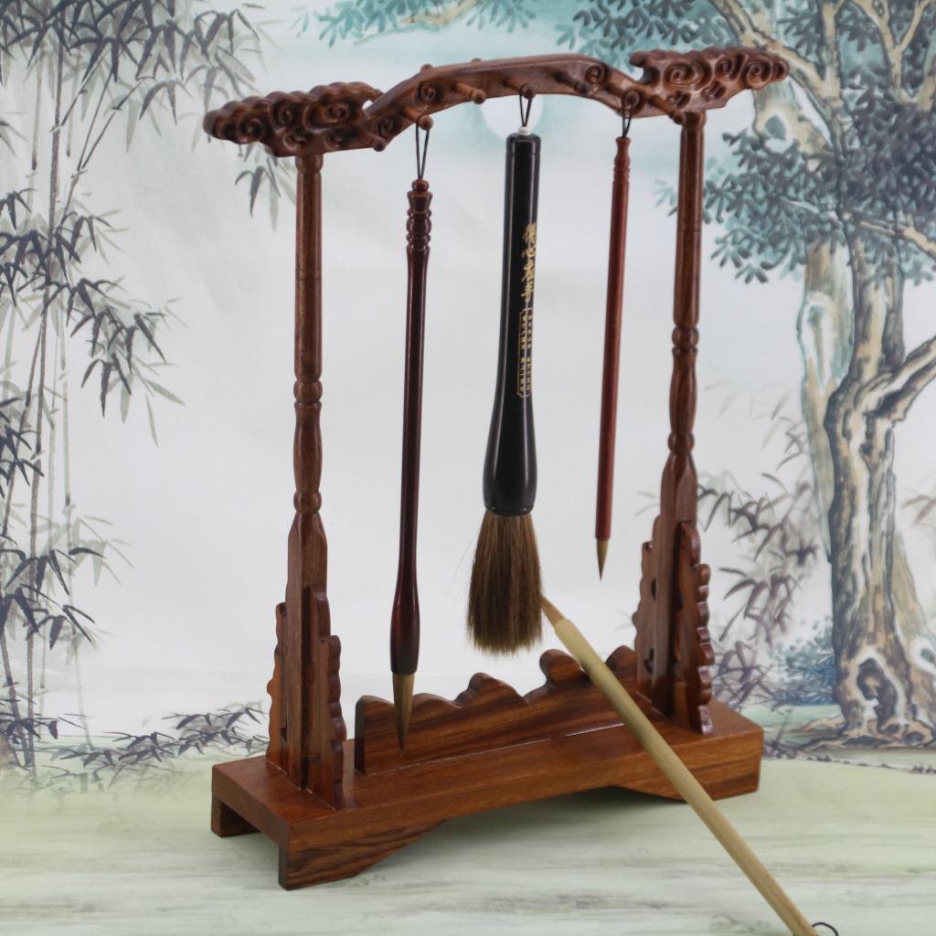 宇翔花梨木祥云笔架 红木精品笔挂 实木笔搁两用 实木质笔架笔挂