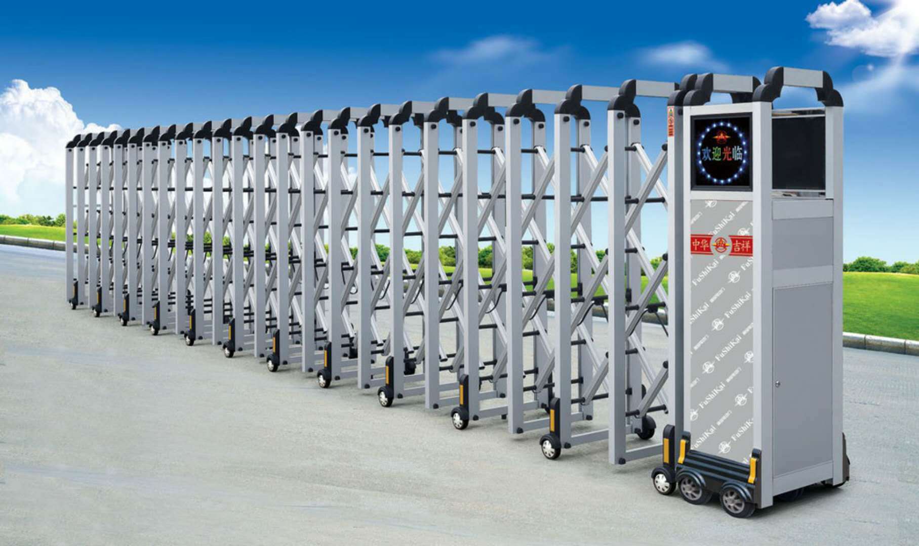 供应 直销无轨遥控 电动不锈钢伸缩门