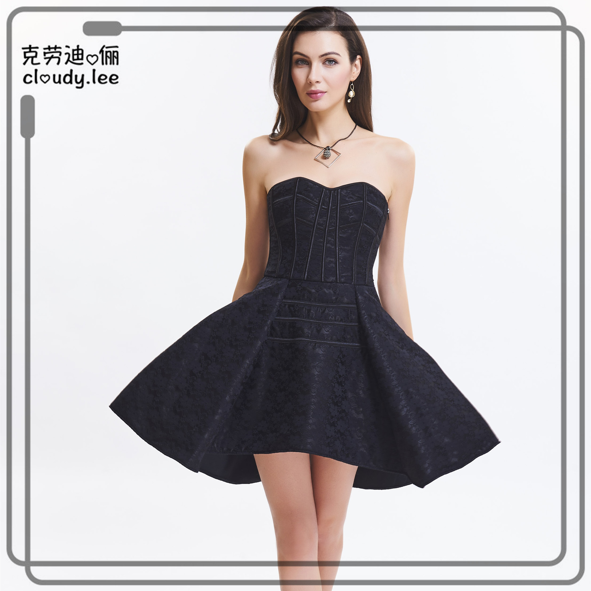 2017春夏新款修身收腹托胸抹胸性感连衣裙束身连体裙