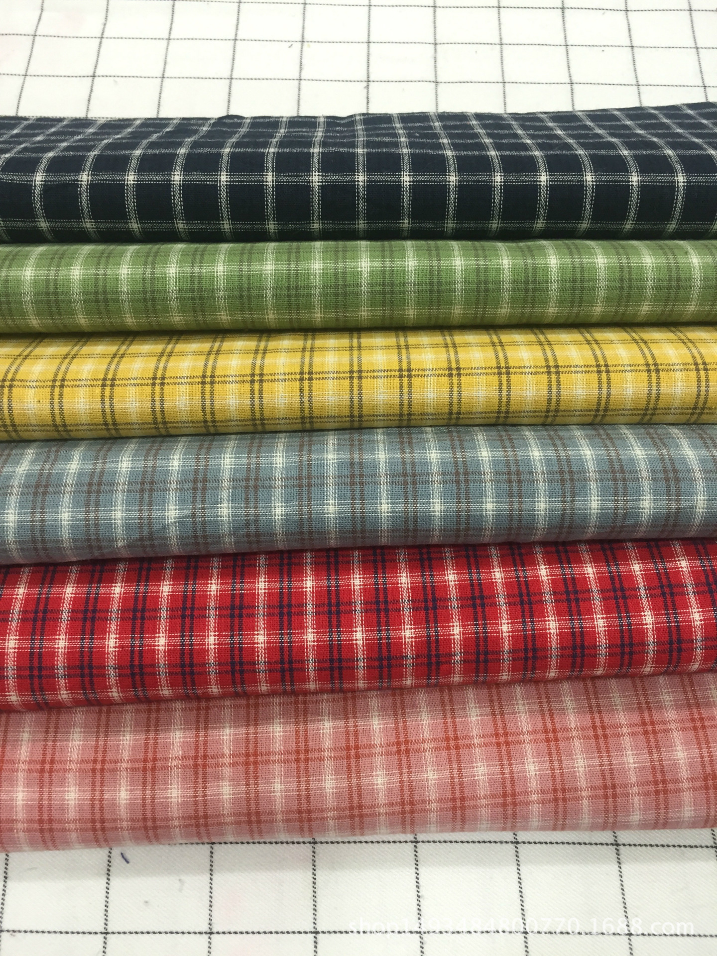 全棉色织布 学院风 秋季长袖色织小格子面料 小童衬衫面料 现货