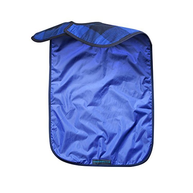 义乌厂家定制西餐吃饭衣成人防水围嘴围兜蓝色格子韩版围兜