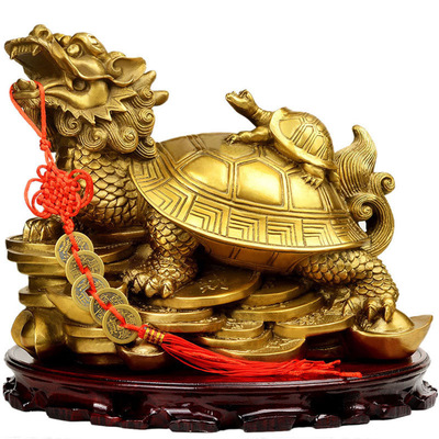 开光招财纯铜龙龟摆件龙头子母龟风水家居工艺品铜器工厂批发直销