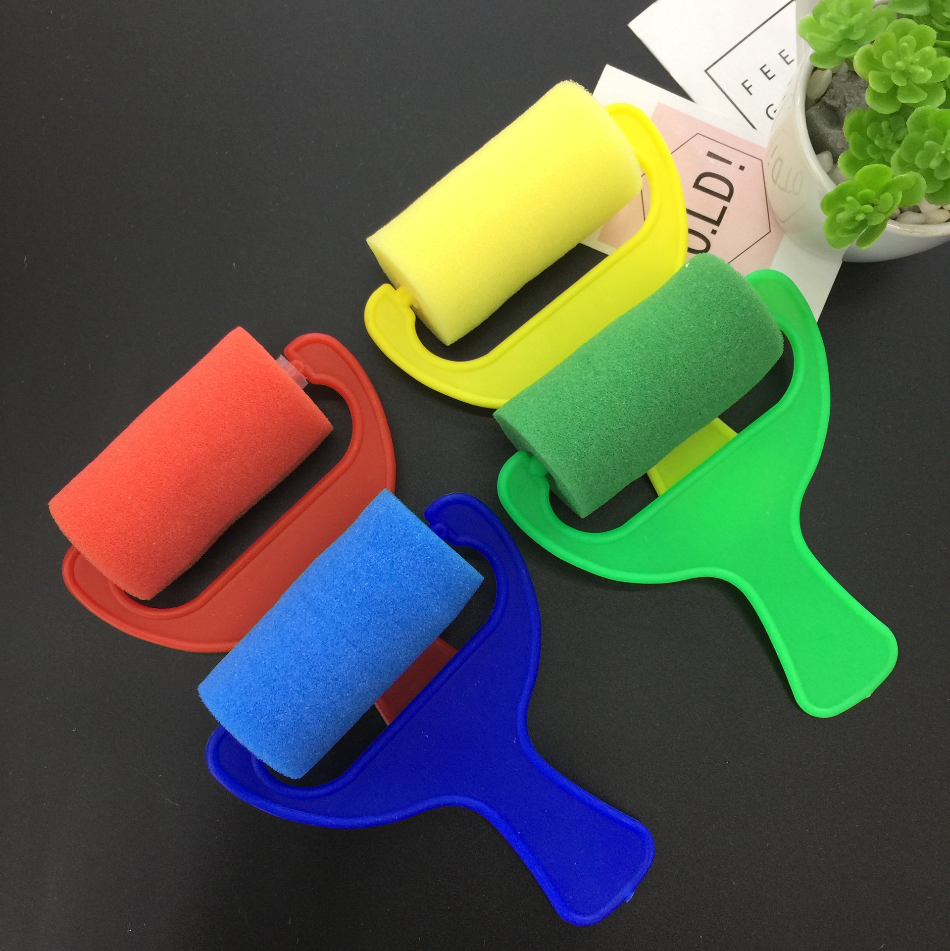 厂家批发 儿童绘画海绵刷 4件套大弹彩丝海绵 幼儿园早教美术用品