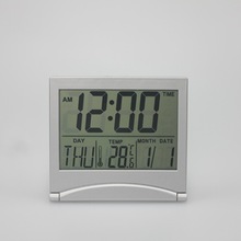 厂家供应折叠桌面电子钟超薄旅行带日期温度闹钟可印LOGO MT-033