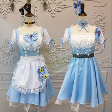 Cosplay公主裙 萝莉女佣服 超萌蓝色女仆装动漫服装可爱套装实拍