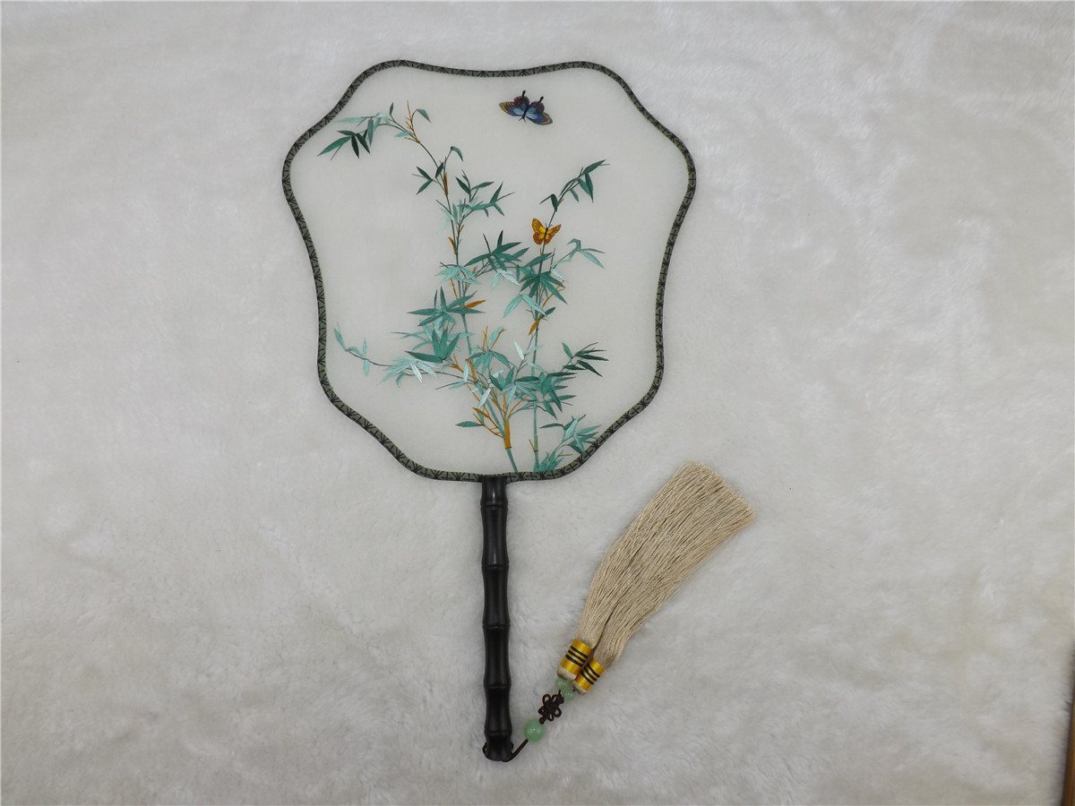 苏州手工双面绣团扇手复古宫扇真丝刺绣宫扇商务庆典馈赠特色礼品