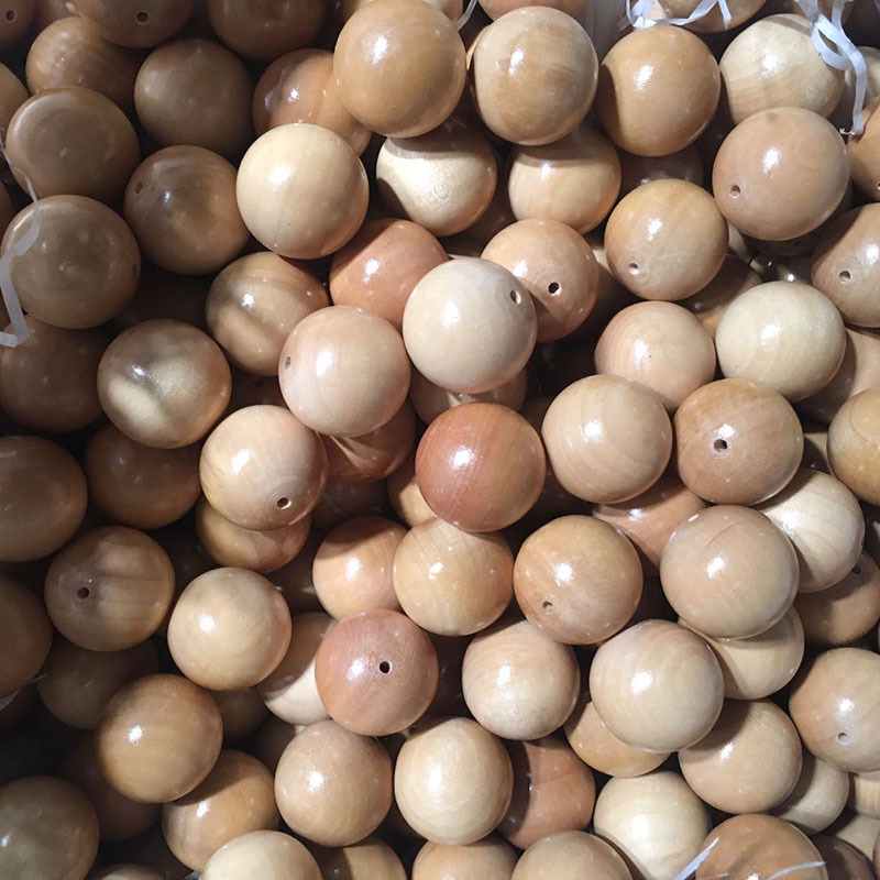 定制打孔上色木珠 实心球 圆球手工艺品 原木色木球半圆球彩绘球