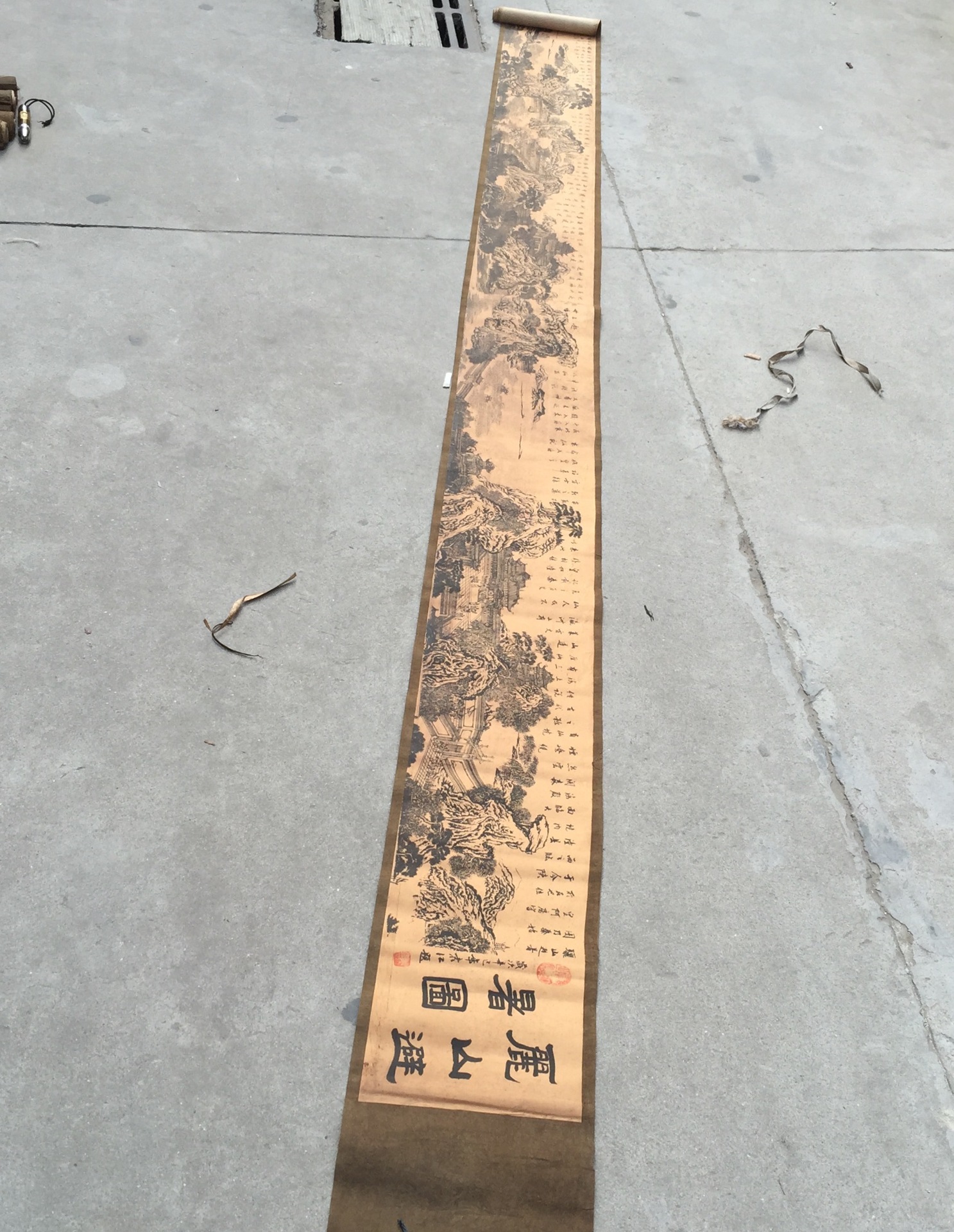 古玩批发复古装饰画仿古字画长卷古画绢布画岳飞抗金图已装裱