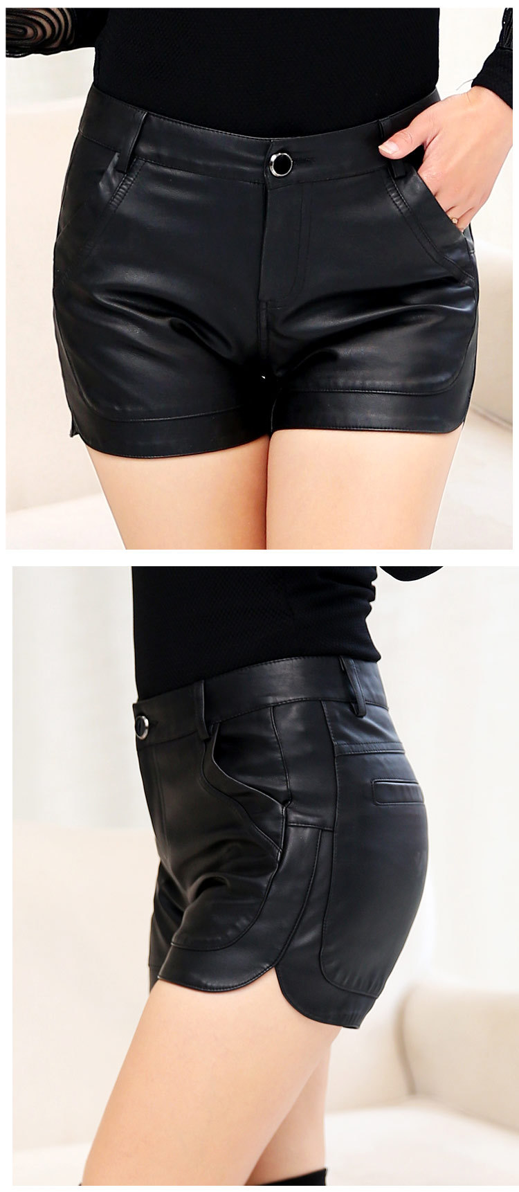 2017欧美新款女装皮短裤修身外穿显瘦打底裤厂家直销批发女裤子潮