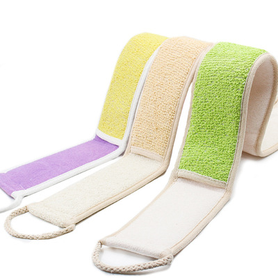 张小创 新款苎麻拉背条洗澡巾沐浴免搓澡巾双面长条搓背巾搓澡器