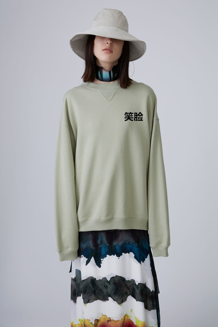 瑞典ac1 2017秋冬最新款 抹茶绿yana face笑脸卫衣男女情侣款微商