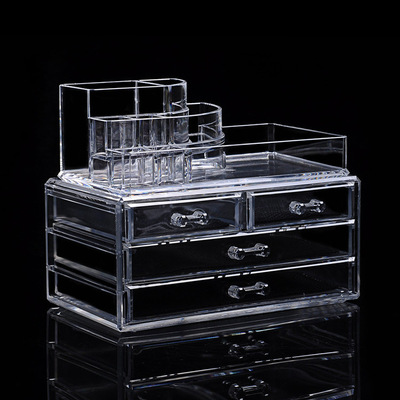 透明水晶化妆盒 护肤品收纳盒 带抽屉彩妆架 小物品整理盒1157