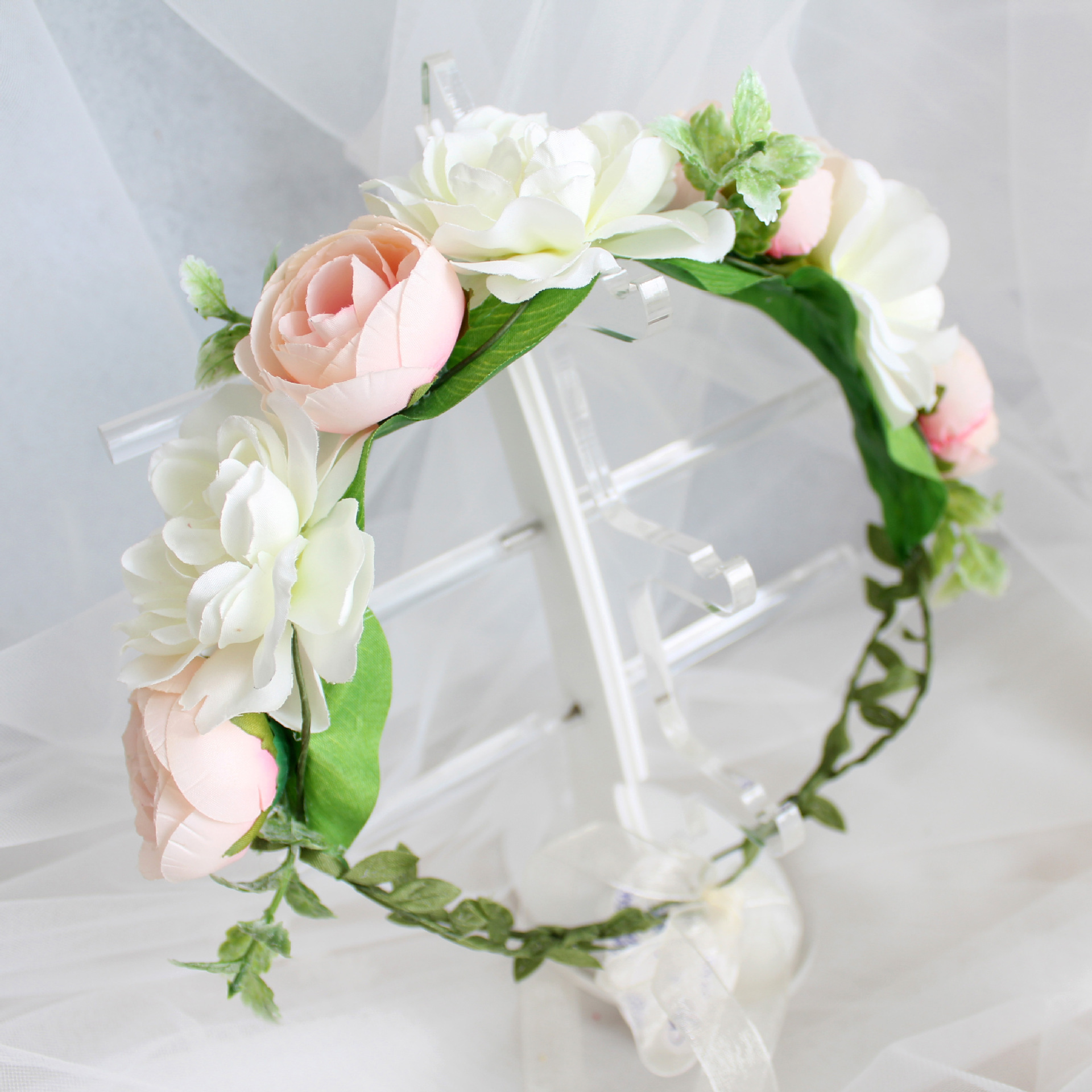 厂家直销速卖通布艺玫瑰花环婚庆头花儿童头饰发箍 新娘结婚发饰