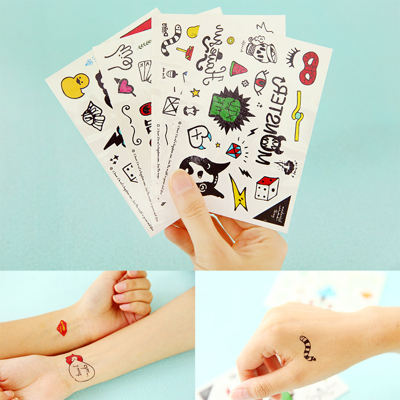 厂家批发定做日韩纹身贴水转印纹身贴夏日可爱小清新儿童纹身贴纸