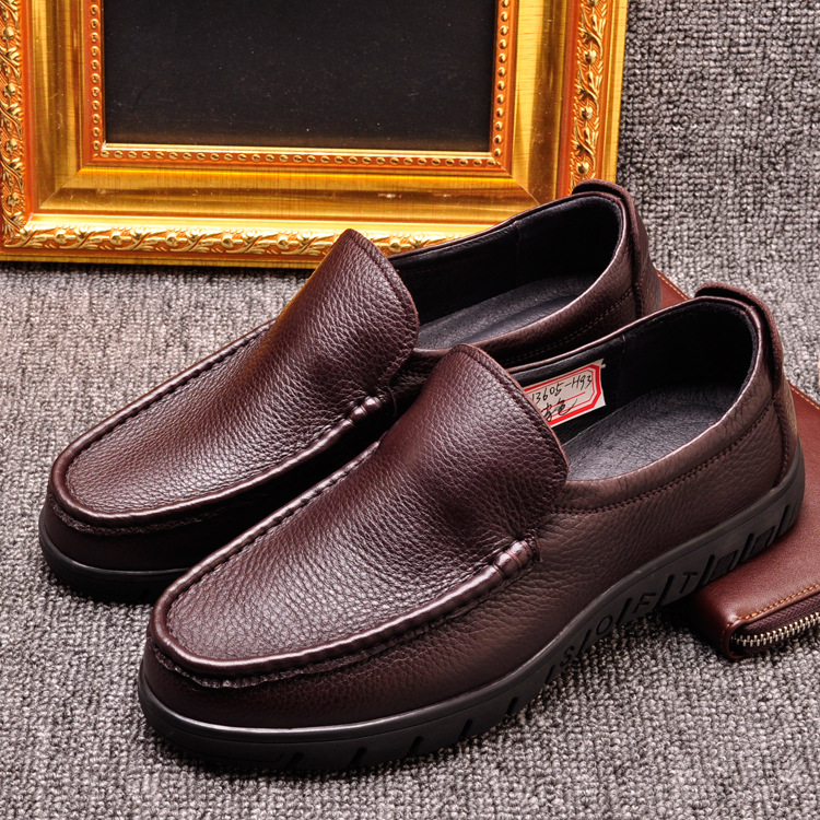 2021秋冬男鞋牛皮头层牛皮舒适中年皮鞋男士大象纹休闲功能男单鞋