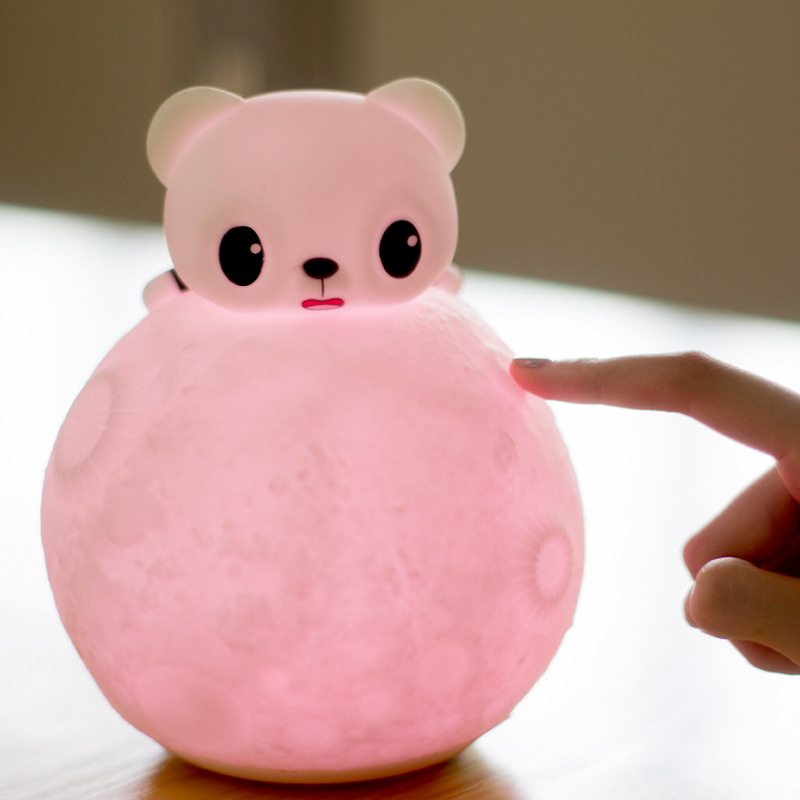 creative 3d moon bear night light led the moon lamp