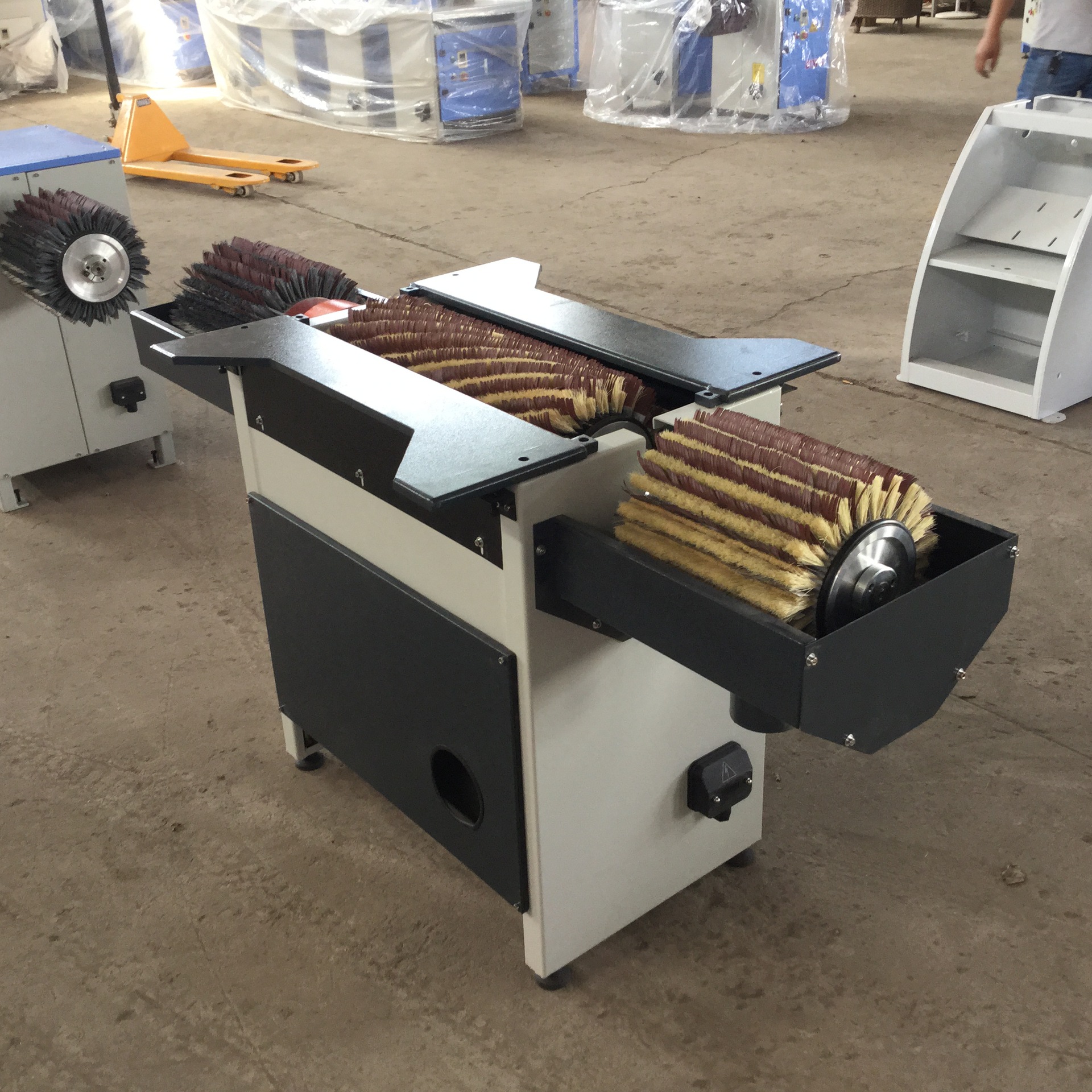 抛光机-台式木工机械设备电动卧式三辊手动抛光机板式家具抛光机