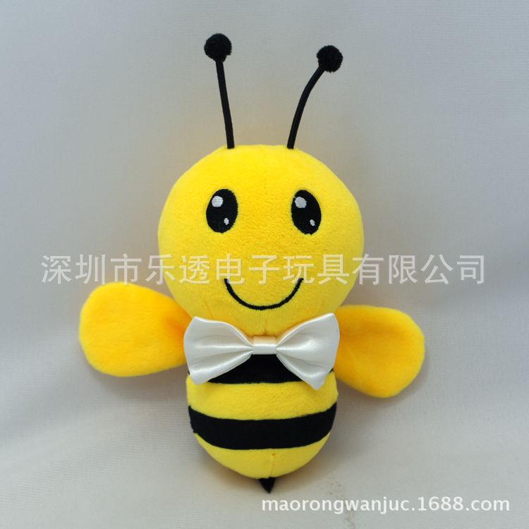 小黄蜂毛绒玩具厂家定制 可爱小蜜蜂毛绒公仔 触角蝴蝶结玩偶吉祥