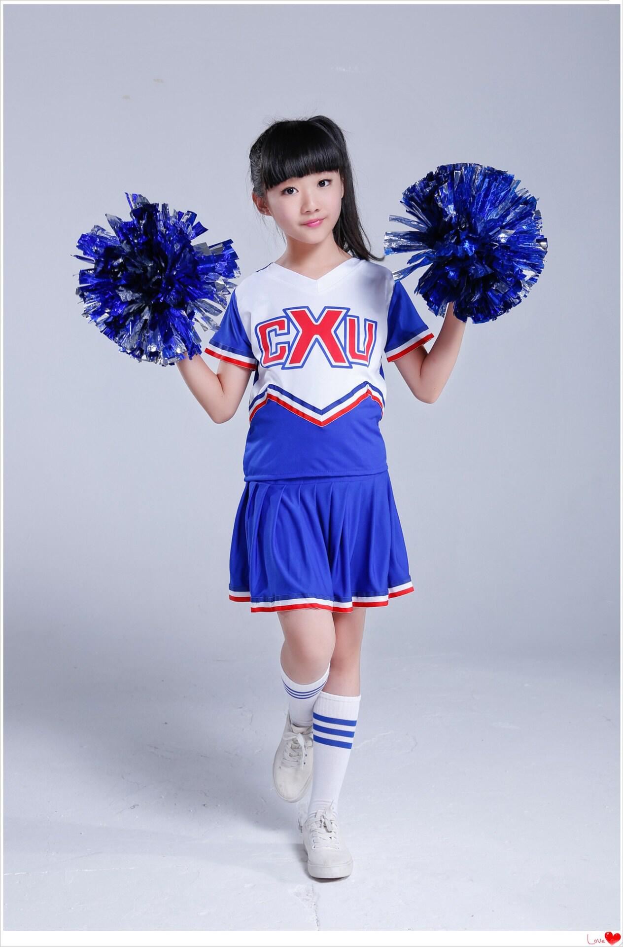 儿童啦啦操演出服短袖少儿健美操舞蹈表演服装中小学生啦啦队服