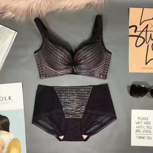 zb 太空棉千鸟格天蚕丝内衣 大小胸abc杯无钢圈聚拢调整型文胸罩