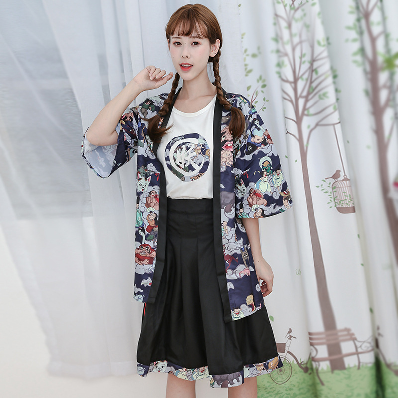 熊之现货百鬼夜行印花情侣款和风浴衣套装万圣节服装舞台演出服装