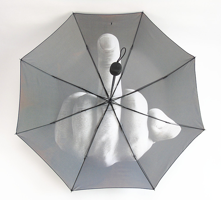 f**k you rain竖中指伞折叠手指鄙视伞创意个性时尚晴雨伞